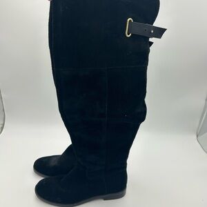 Black Suede Knee-High Boots